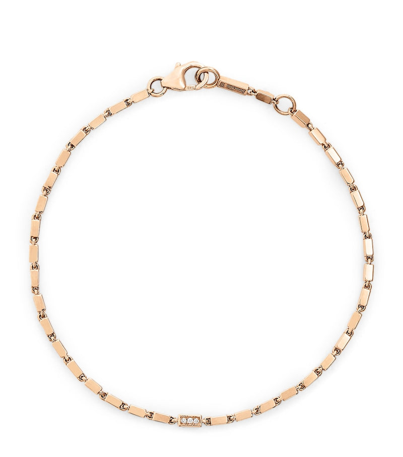 Suzanne Kalan rose gold and diamond block chain bracelet, imported from the UK