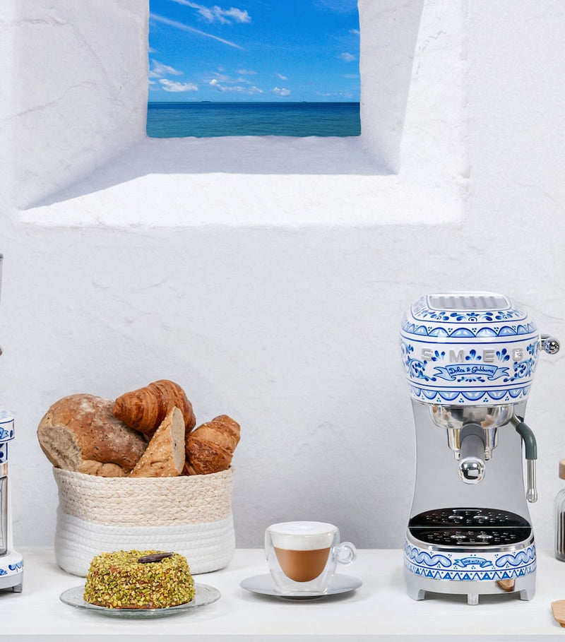 Smeg Dolce & Gabbana Blu Mediterraneo espresso machine, UK version
