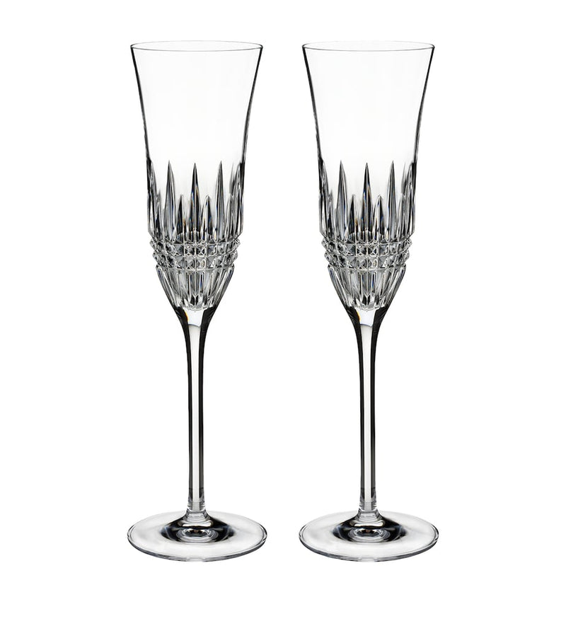 Waterford Lismore Diamond Essence champagne flutes set of two 220ml (British brand)