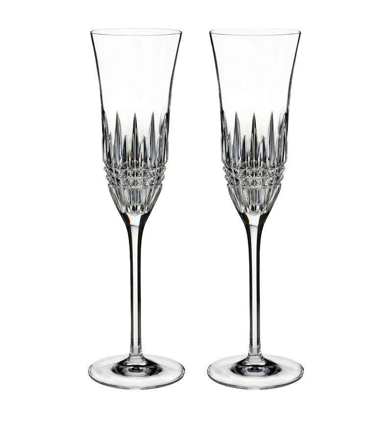 Waterford Lismore Diamond Essence champagne flutes set of two 220ml (British brand)