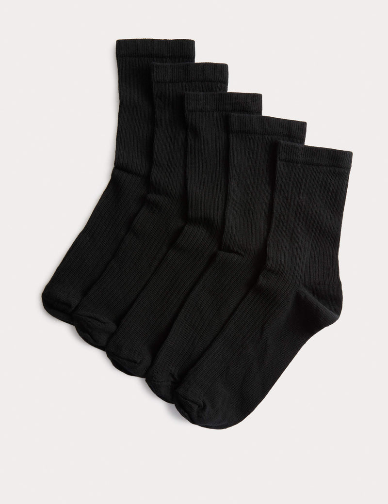 M&S 5pk cotton rich ribbed ankle high socks, imported from the UK