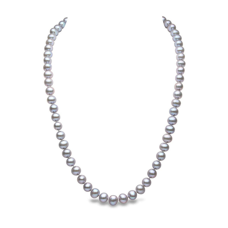 6-7mm Cultured Freshwater Grey Pearl Necklace, 18ct White Gold - McGrocer