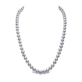 6-7mm Cultured Freshwater Grey Pearl Necklace, 18ct White Gold - McGrocer