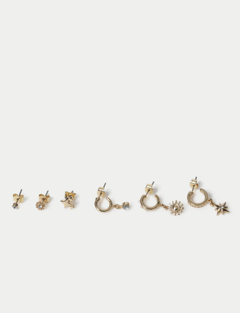 6 Pack Star and Pearl Effect Earrings, imported from the UK