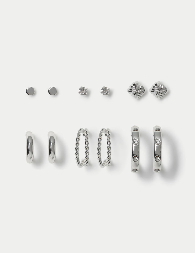 M&S 6 pack stone hoop and stud earrings, UK version