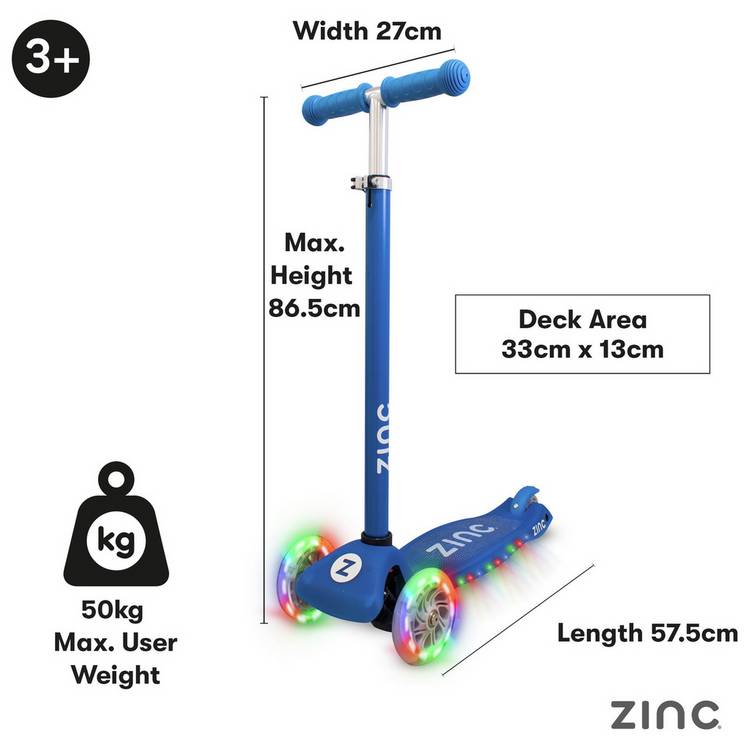 Zinc T-Motion kids light up scooter, imported from the UK