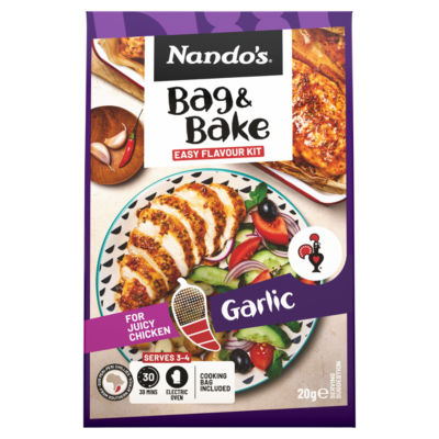 Nando's Garlic Bag & Bake seasoning 20g, imported from the UK
