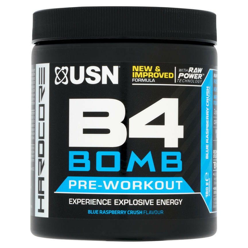 USN Hardcore B4 Bomb Extreme Pre-Workout Blue Raspberry Flavour GOODS ASDA