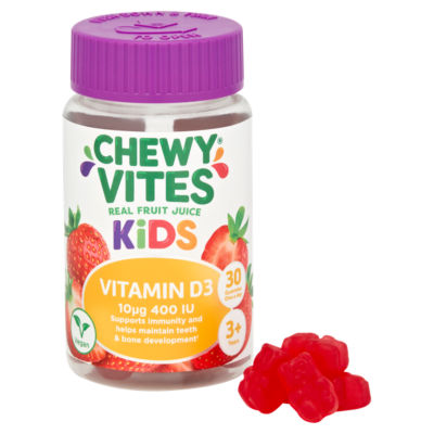 Chewy Vites Real Fruit Juice Kids Vitamin D3 400IU 3+ Years 30 Gummies One a Day