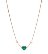 Harrods Chopard Rose Gold Diamond and Malachite Happy Hearts Necklace- Buy online at McGrocer