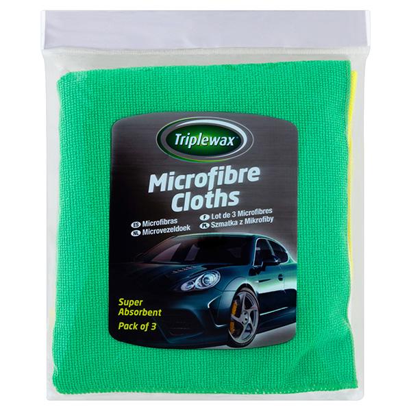 Triplewax microfibre cloths pack of 3 (British brand)