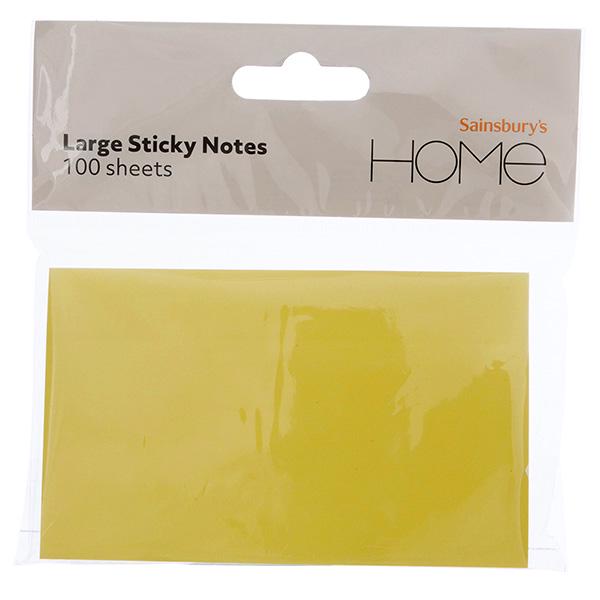 Sainsbury's Home large yellow sticky notes 100 sheets - British product