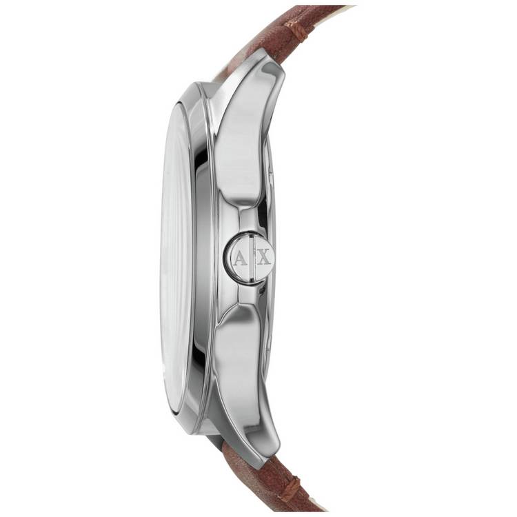 Armani Exchange men's brown leather strap watch 46mm, imported from the UK