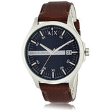 Armani Exchange men's brown leather strap watch 46mm, imported from the UK