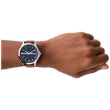 Armani Exchange men's brown leather strap watch 46mm, imported from the UK