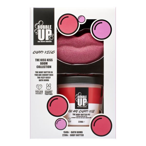 Bubble Up Kissy Bath Fizzer and Body Nutter Cherry Nice set - British product
