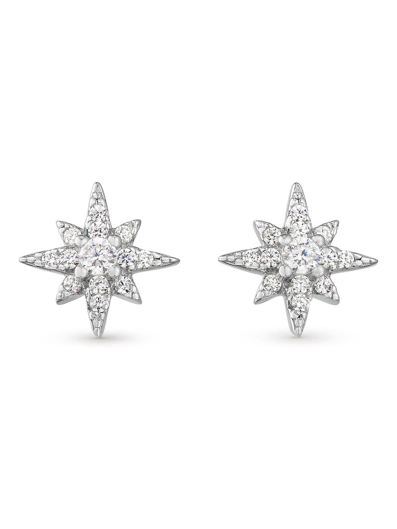 Sterling silver cubic zirconia star stud earrings 10mm (British brand)