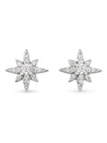 Sterling silver cubic zirconia star stud earrings 10mm (British brand)