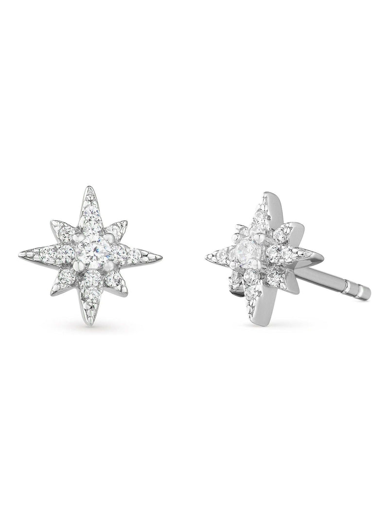 Sterling silver cubic zirconia star stud earrings 10mm (British brand)
