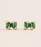 Suzanne Kalan yellow gold emerald and diamond earrings (British brand)
