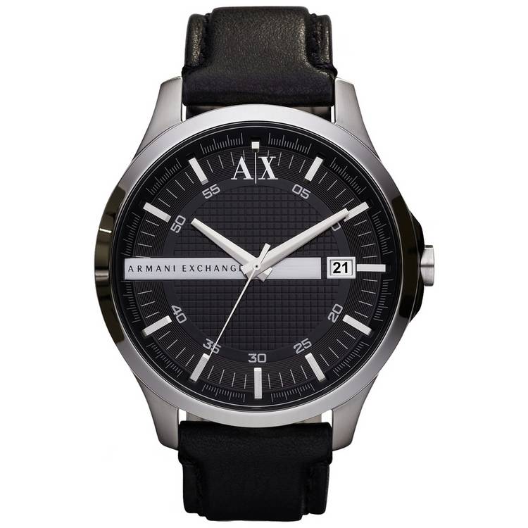 Armani Exchange AX2101 men's black leather strap watch - British product