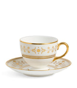 Harrods Bone China Teacup and Saucer with 22-Karat Gold Detailing for Elegant Tea Service- Buy online at McGrocer