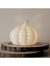 Lights4fun White Ceramic Pumpkin Light Decorative Novelty Light 14cm x 17cm