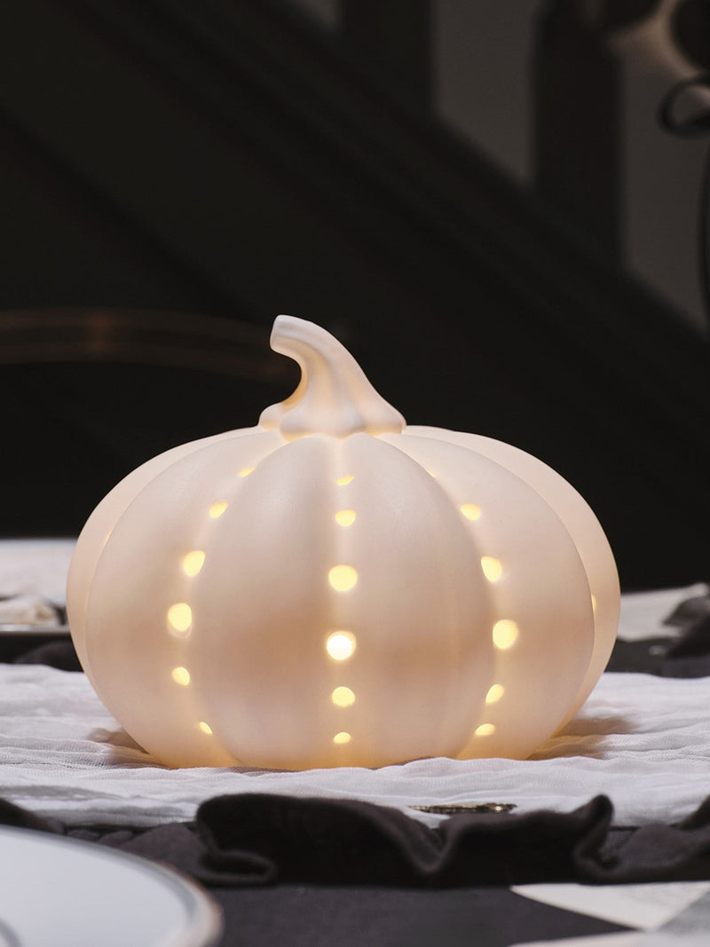 Lights4fun white ceramic pumpkin light 14cm x 17cm, UK version