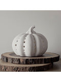 Lights4fun white ceramic pumpkin light 14cm x 17cm, UK version
