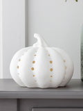 Lights4fun white ceramic pumpkin light 14cm x 17cm, UK version