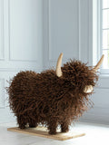 Large brown highland cow willow wooden sculpture (British brand)
