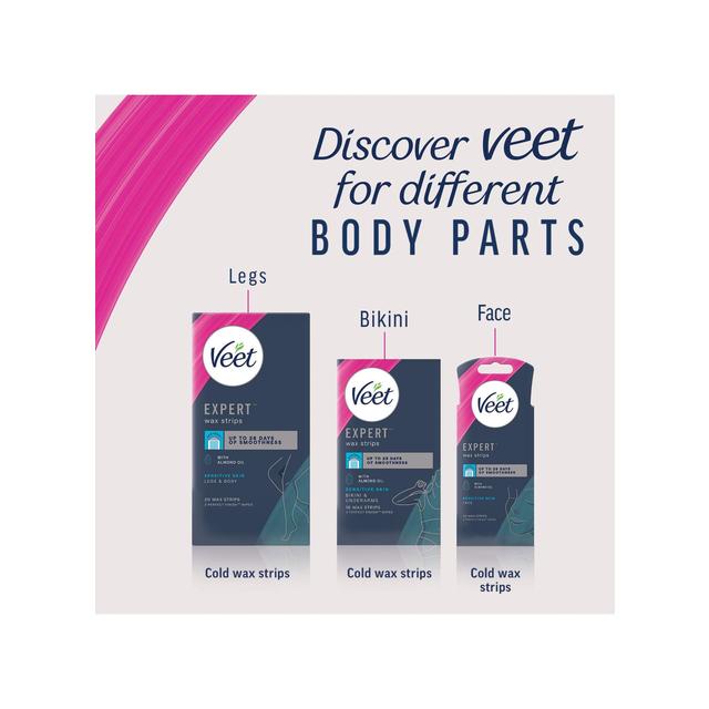 Veet Expert Wax Strips Legs Body Sensitive Hair Removal 40 per pack GOODS M&S