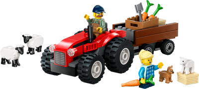 مجموعة ألعاب LEGO City جرار أحمر للمزرعة مع مقطورة وخروف 116 قطعة