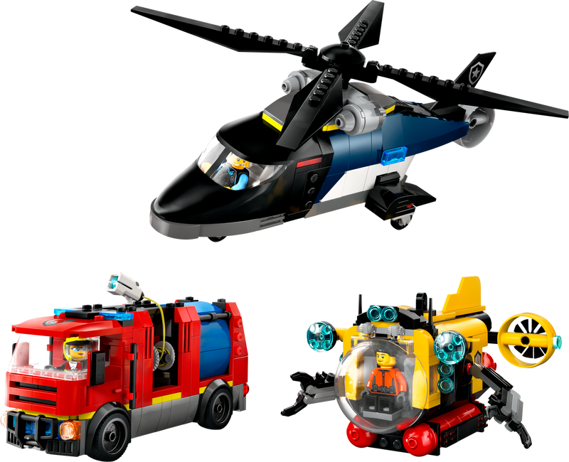 LEGO City Helicopter Fire Engine Submarine Remix Building Set 874 pieces, UK version