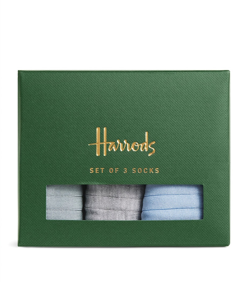 Harrods cotton-blend ribbed socks pack of 3, UK version