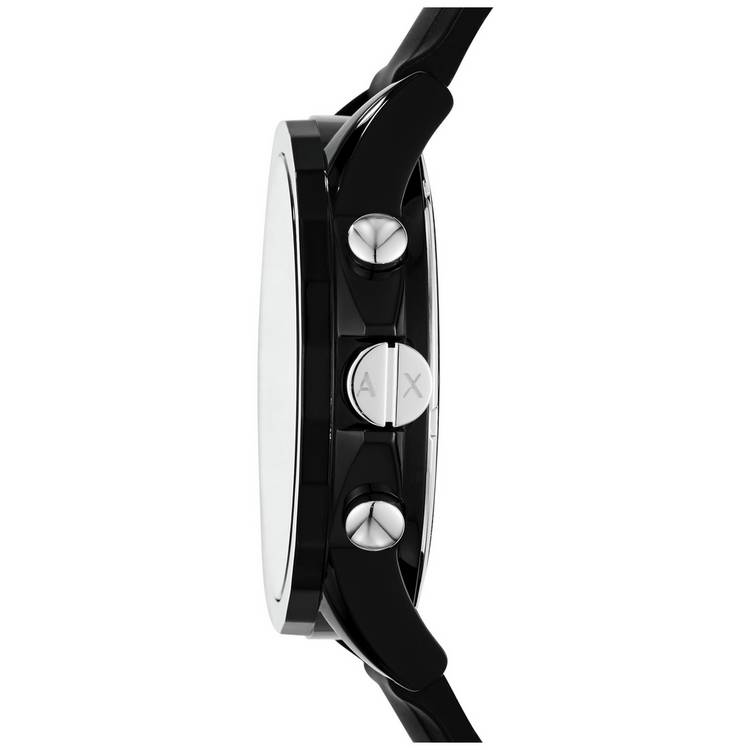 Armani Exchange chronograph watch black silicone 44mm (British brand)