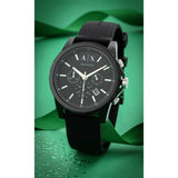 Armani Exchange chronograph watch black silicone 44mm (British brand)