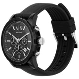 Armani Exchange chronograph watch black silicone 44mm (British brand)