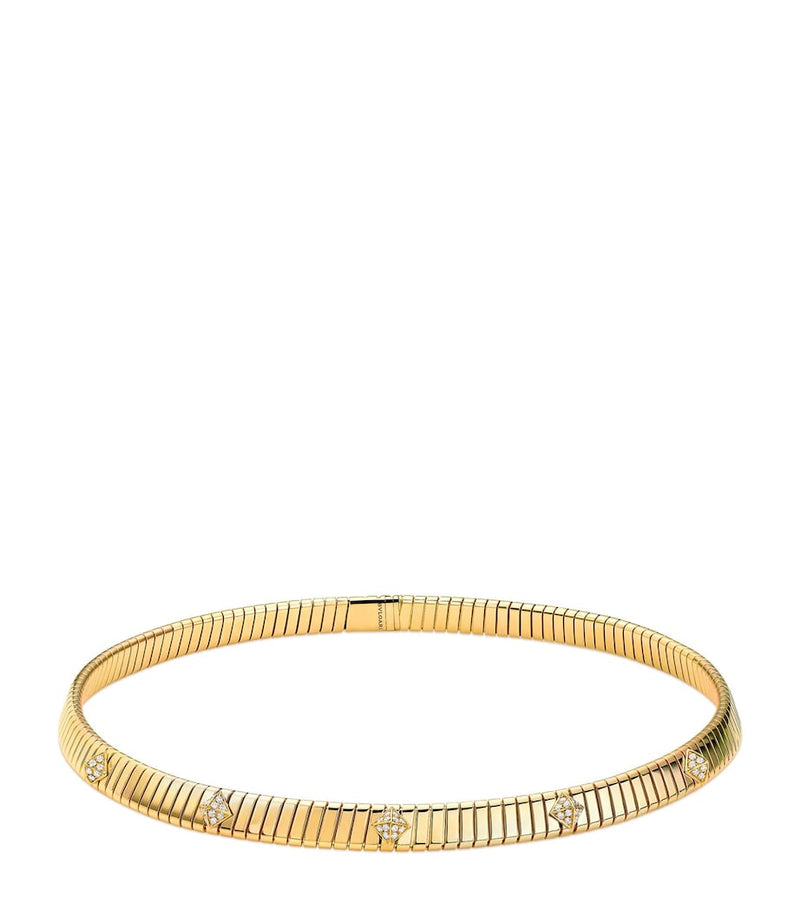 Bvlgari gold diamond Tubogas necklace (British brand)