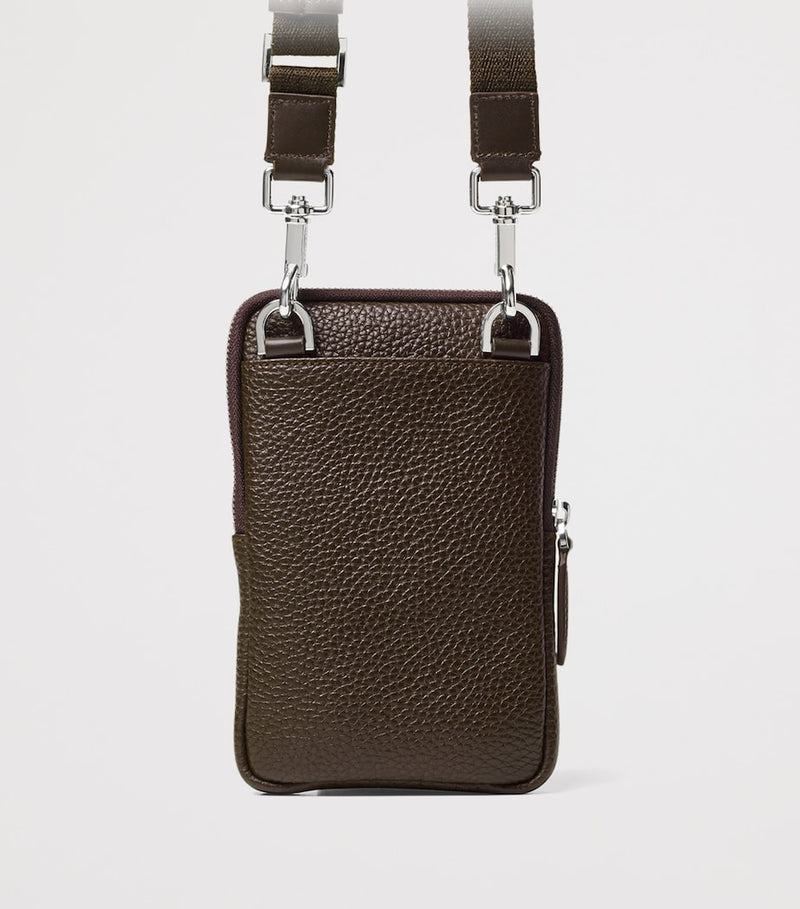 Aspinal of London leather reporter cross-body phone pouch (British brand)