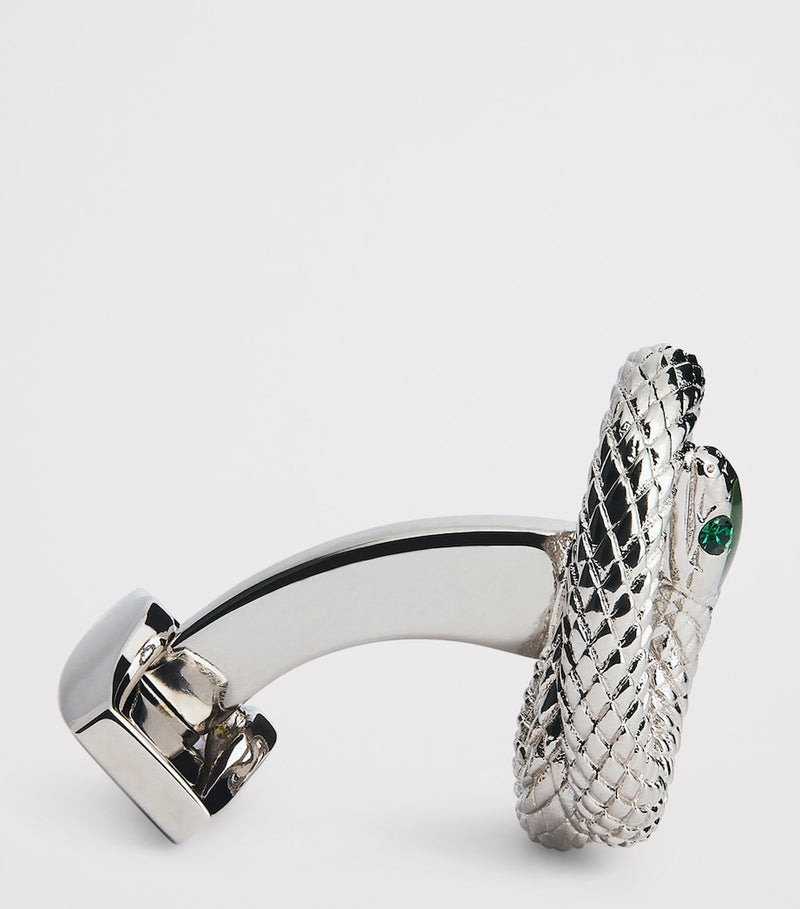 Tateossian Viper palladium enamel cufflinks 1.8cm (British brand)