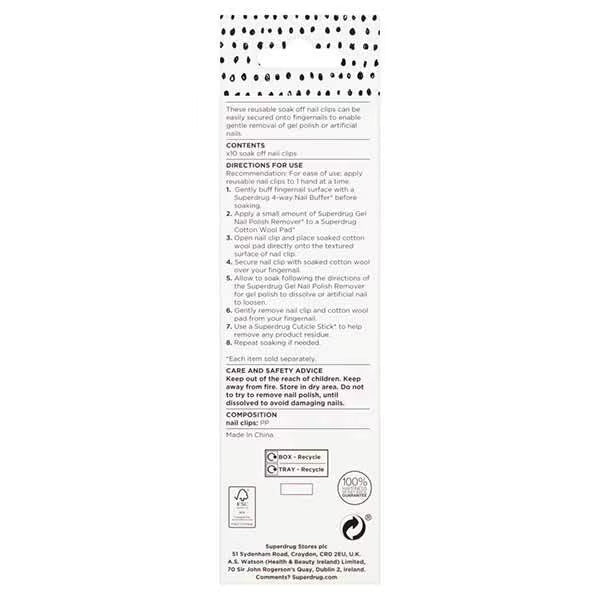 Superdrug Essentials soak off nail clips - British product
