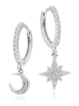 Next Sterling Silver Moon and Star Earrings Cubic Zirconia 22mm- Buy online at McGrocer