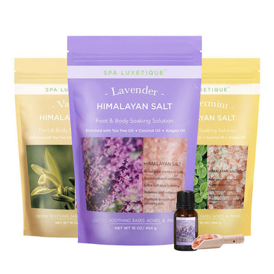 Superdrug Livingandhome Himalayan Bath Salt Set 3-Pack Lavender Vanilla Peppermint - Bath Salts 3x454g- Buy online at McGrocer