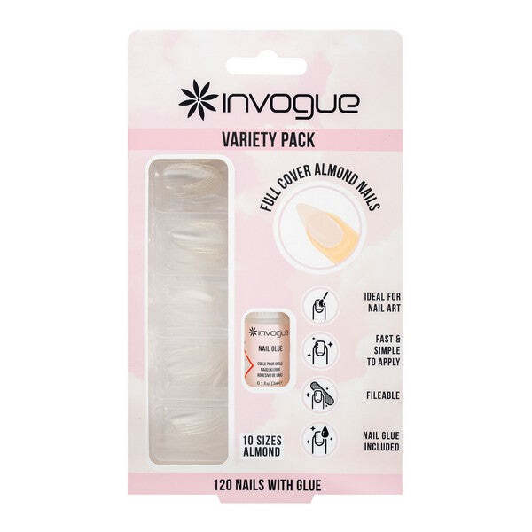 Invogue DIY almond false nails pack of 120, UK version