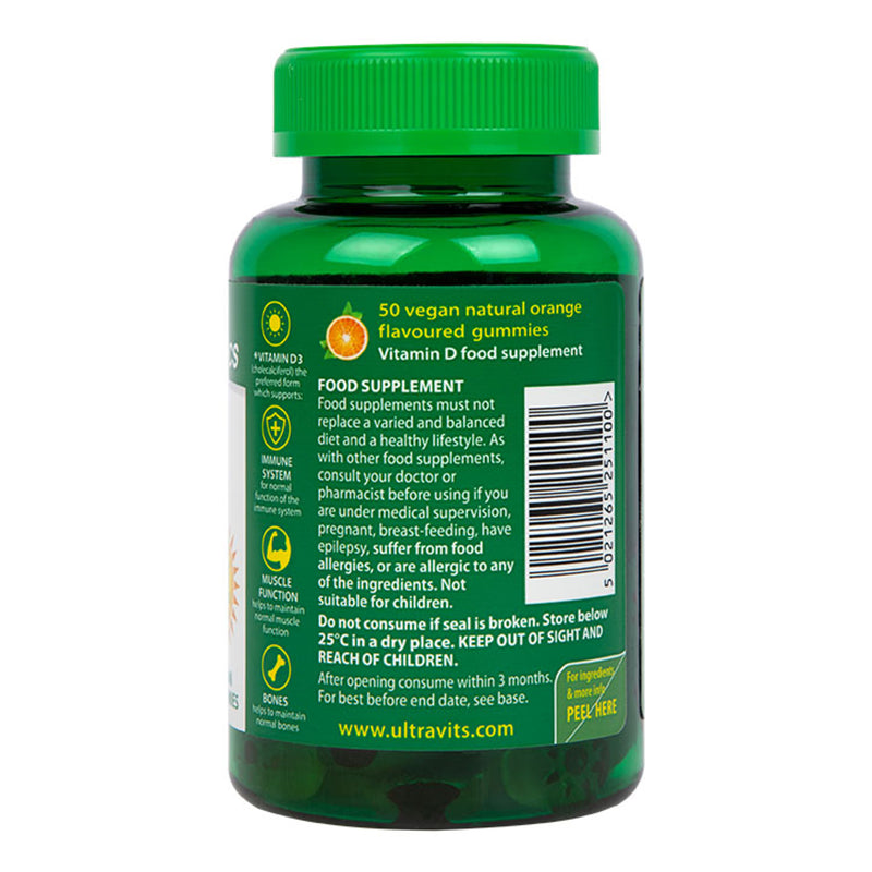 Vitabiotics vegan vitamin d3 gummies orange flavor 50 pack - British product