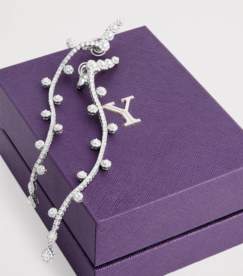 Yeprem white gold and diamond drop earrings (British brand)