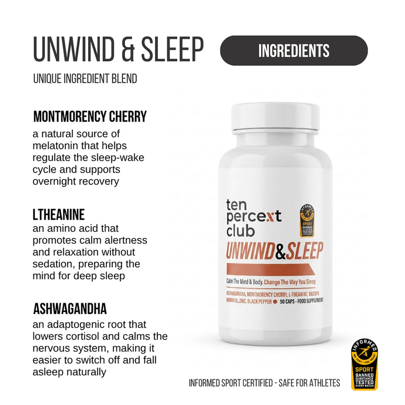The Ten Percent Club Unwind and Sleep supplement 90 capsules (British brand)