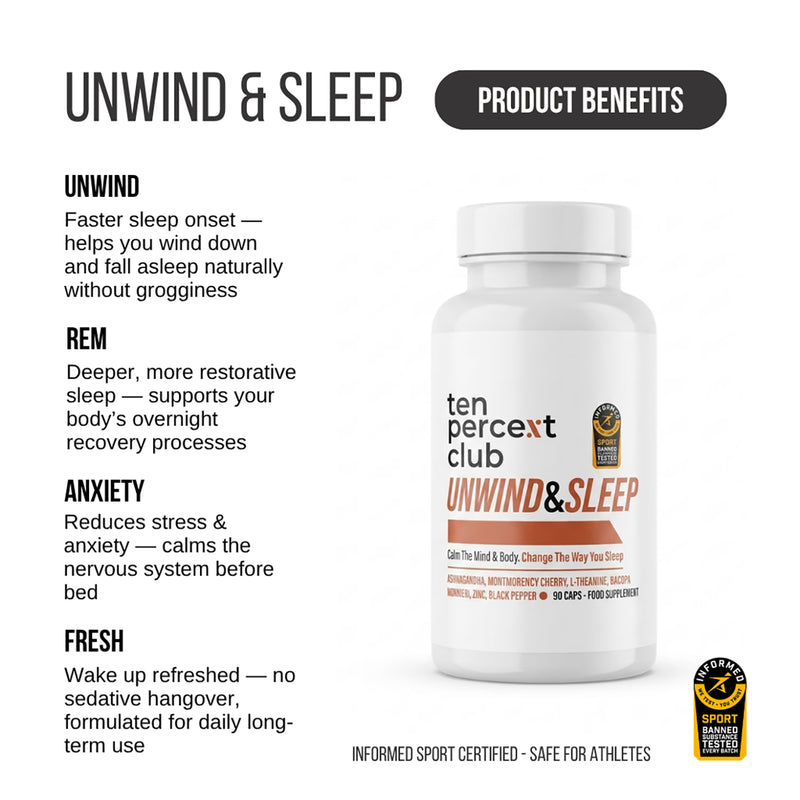 The Ten Percent Club Unwind and Sleep supplement 90 capsules (British brand)