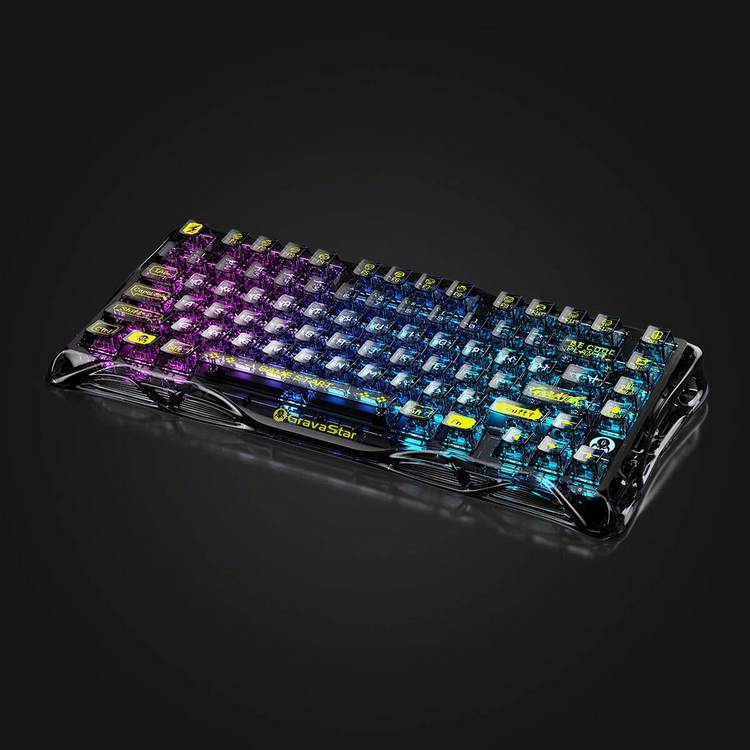 GravaStar Mercury K1 Lite gaming keyboard transparent black, imported from the UK